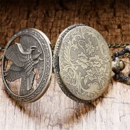 Bronze Hollow Eagle Carved Quartz Pocket Watch Pendant Necklace Holiday Gift for Men and Women