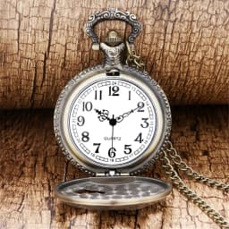 Bronze Hollow Eagle Carved Quartz Pocket Watch Pendant Necklace Holiday Gift for Men and Women