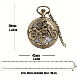Retro Motorcycle Pattern Quartz Pocket Watch Motorbike MOTO Design Pendant Fob Watch Chain Gifts for Men Montre À Gousset