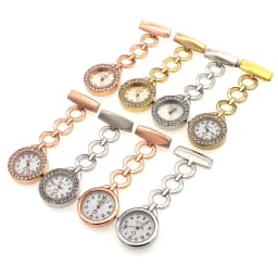 Fashion Women's Clip-on Round Pocket Watch Stainless Steel Pendant Quartz Clock for Medical Doctors And Nurses