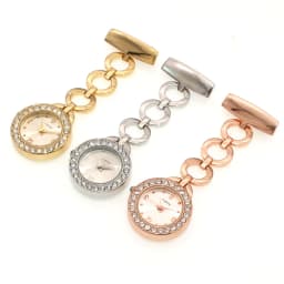 Fashion Women's Clip-on Round Pocket Watch Stainless Steel Pendant Quartz Clock for Medical Doctors And Nurses