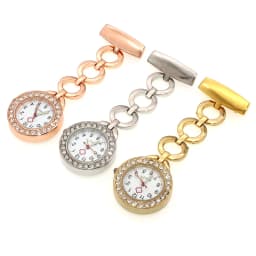 Fashion Women's Clip-on Round Pocket Watch Stainless Steel Pendant Quartz Clock for Medical Doctors And Nurses