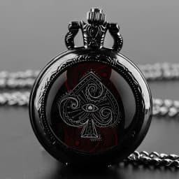 Poker Glass Dome Pocket Watch Arabic Numeral Dial Vintage Men Women Necklace Pendant Creative Clock Gift Reloj De Bolsillo