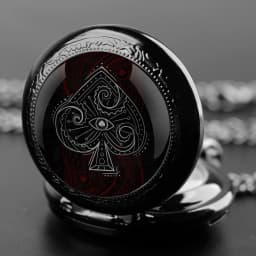 Poker Glass Dome Pocket Watch Arabic Numeral Dial Vintage Men Women Necklace Pendant Creative Clock Gift Reloj De Bolsillo