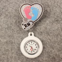 Glitter Hospital Health Care Acrylic Heart Stethoscope Lovely Nurse Doctor Alligator Clip Pocket Watches Medical Hang Clock Gift