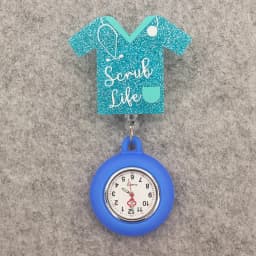 Glitter Hospital Health Care Acrylic Heart Stethoscope Lovely Nurse Doctor Alligator Clip Pocket Watches Medical Hang Clock Gift