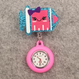 Glitter Hospital Health Care Acrylic Heart Stethoscope Lovely Nurse Doctor Alligator Clip Pocket Watches Medical Hang Clock Gift