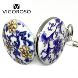 VIGOROSO Fashion New Design Elegant Mechanical Pocket Watch Stainless Steel Handwinding Clock Snakelike FOB Chain Men Women Gift