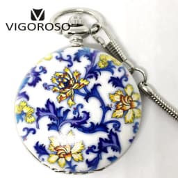 VIGOROSO Fashion New Design Elegant Mechanical Pocket Watch Stainless Steel Handwinding Clock Snakelike FOB Chain Men Women Gift