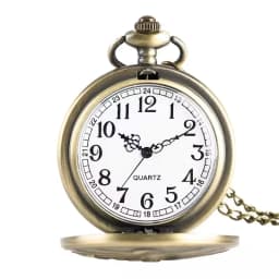 Vintage Bronze Steampunk Roman Scale Carving Quartz Pocket Watch Necklace Pendant Clock Chain Men's and Women's Gifts