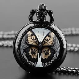 Fashion Vintage Butterfly Quartz Pocket Watches with Chain Elegant Pendant Clock Necklace Accessories Men Women Exquisite Gifts