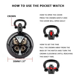 Fashion Vintage Butterfly Quartz Pocket Watches with Chain Elegant Pendant Clock Necklace Accessories Men Women Exquisite Gifts