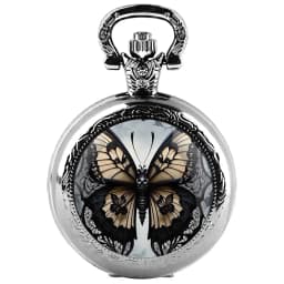 Fashion Vintage Butterfly Quartz Pocket Watches with Chain Elegant Pendant Clock Necklace Accessories Men Women Exquisite Gifts
