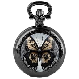 Fashion Vintage Butterfly Quartz Pocket Watches with Chain Elegant Pendant Clock Necklace Accessories Men Women Exquisite Gifts