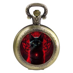 Black Cat Gazing Quartz Pocket Watch Woman Fashion Watch Necklace with Chain Man Watches Souvenir Gifts for Cat Lovers Children