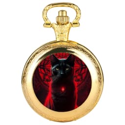 Black Cat Gazing Quartz Pocket Watch Woman Fashion Watch Necklace with Chain Man Watches Souvenir Gifts for Cat Lovers Children