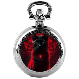 Black Cat Gazing Quartz Pocket Watch Woman Fashion Watch Necklace with Chain Man Watches Souvenir Gifts for Cat Lovers Children