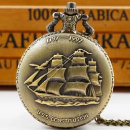 Vintage Bronze Sailboat Ship Quartz Pocket Watch FOB Sweater Chain Necklace Clock Mens Womens Gifts Reloj Montre