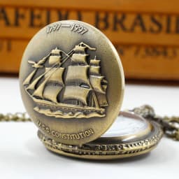 Vintage Bronze Sailboat Ship Quartz Pocket Watch FOB Sweater Chain Necklace Clock Mens Womens Gifts Reloj Montre