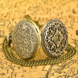 Vintage Bronze Clamshell Cutout Creative Carved Necklace Quartz Pocket Watch Fashion Male And Female Students Universal