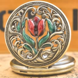Retro Bronze Steampunk Floral Carving Flip-Top Male And Female Student Gift Quartz Necklace Commemorative Pocket Watch