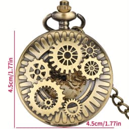 Steampunk Quartz Pocket Watch Retro Gearwheel Analog Necklace Chain Watch Sweater Clothing Accessory Gift For Women Men