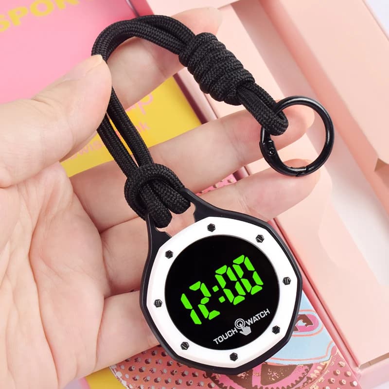 Touch Screen Digital Hanging Watch Braided Rope Lanyard Pendant Clock Mini Portable Casual LED Electronic Neck Watch Gift