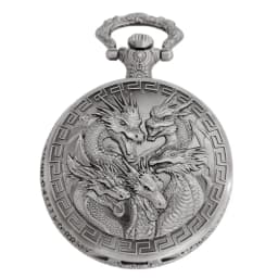 Vintage Steampunk Handsome Dragon Group Carved Quartz Pocket Watch Necklace Pendant Clock Chain Men's and Women's Gifts