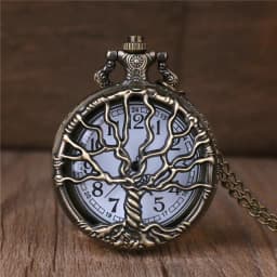 Vintage Bronze Tree of Life Pocket Watch Tree Hollow Quartz Watch Men Women Pendant Necklace Gifts Watches