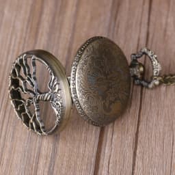 Vintage Bronze Tree of Life Pocket Watch Tree Hollow Quartz Watch Men Women Pendant Necklace Gifts Watches