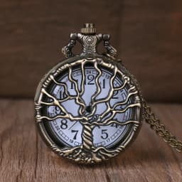 Vintage Bronze Tree of Life Pocket Watch Tree Hollow Quartz Watch Men Women Pendant Necklace Gifts Watches