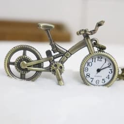 Vintage Bronze Steampunk Bicycle Shape Quartz Pocket Watch Keychain Clock Chain Men's and Women's Gifts