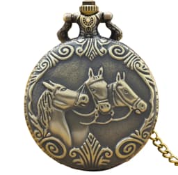 Retro Charm Neutral Fashion Three Horse Carving Quartz Steampunk Pocket Watch Men's and Women's Necklace Pendant Gift