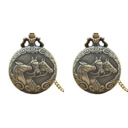 Retro Charm Neutral Fashion Three Horse Carving Quartz Steampunk Pocket Watch Men's and Women's Necklace Pendant Gift