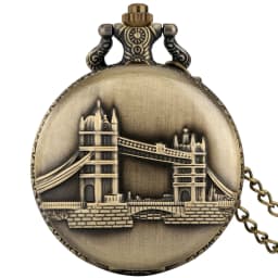 Vintage Bronze London Eye/Big Ben/Bridge Stone Men's And Women's Pocket Watch Necklace Famous Scenic Spot Series Gifts