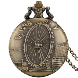 Vintage Bronze London Eye/Big Ben/Bridge Stone Men's And Women's Pocket Watch Necklace Famous Scenic Spot Series Gifts