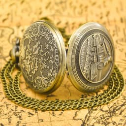 Retro Charm Neutral Fashion Locomotive Carving Quartz Steampunk Pocket Watch Men's and Women's Necklace Pendant Gift
