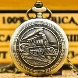 Retro Charm Neutral Fashion Locomotive Carving Quartz Steampunk Pocket Watch Men's and Women's Necklace Pendant Gift