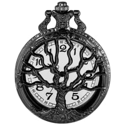 Hollow Tree of Life Design Pocket Watch Roman Numerals Quartz Pocket Watches with Chain Necklace for Men Women