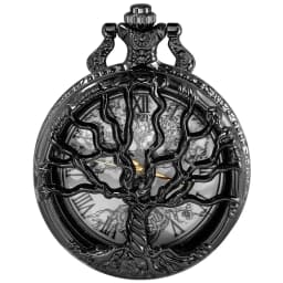 Hollow Tree of Life Design Pocket Watch Roman Numerals Quartz Pocket Watches with Chain Necklace for Men Women