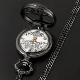 Vintage All Black Pocket Watch Tree of Life Pattern Sketch Ink Painting Dial Pockets Watch Antique Necklace Quartz fob Clock