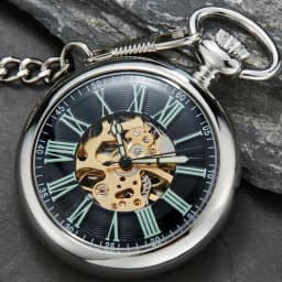 Hot Sale Antique Smooth Silver Skeleton Transparent Mechanical Pocket Watch For Men FOB Chain Hand Winding Reloj De Bolsillo