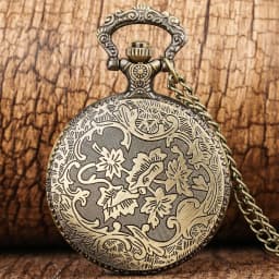 Bronze Fahrivar GOOD THOUGHT GOOD DEED GOOD WORD Quartz Pocket Watch Retro Religious Necklace Chain Pendant Timepiece Gifts Men