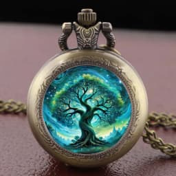 Artistic Tree of Life Pocket Watch Necklace Pendant, Exquisite Trendy Hanging Ornament for Both Men and Women Clock Gifts
