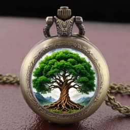 Artistic Tree of Life Pocket Watch Necklace Pendant, Exquisite Trendy Hanging Ornament for Both Men and Women Clock Gifts