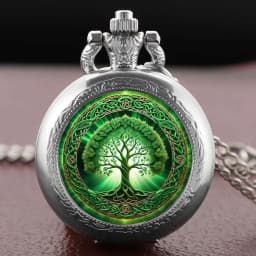 Artistic Tree of Life Pocket Watch Necklace Pendant, Exquisite Trendy Hanging Ornament for Both Men and Women Clock Gifts