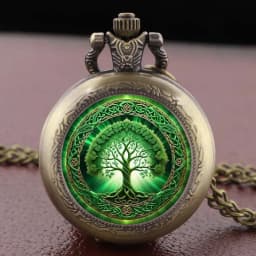 Artistic Tree of Life Pocket Watch Necklace Pendant, Exquisite Trendy Hanging Ornament for Both Men and Women Clock Gifts