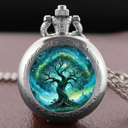Artistic Tree of Life Pocket Watch Necklace Pendant, Exquisite Trendy Hanging Ornament for Both Men and Women Clock Gifts