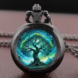 Artistic Tree of Life Pocket Watch Necklace Pendant, Exquisite Trendy Hanging Ornament for Both Men and Women Clock Gifts
