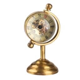 Retro Copper Spinning Globe Gold Desk Mechanical Pocket Watch Hand Winding Movement Home Office Luxury Decoration as Collectible